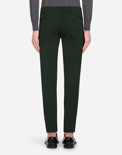 Shop Dolce & Gabbana Five-pocket Pants In Stretch Cotton In Green