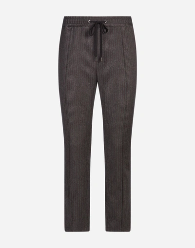 Shop Dolce & Gabbana Jogging Pants In Printed Stretch Cotton In Gray