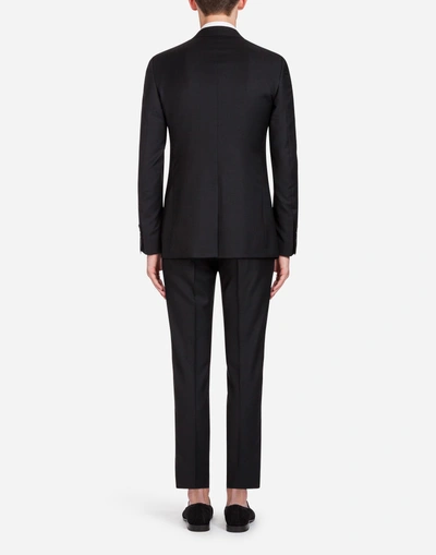 Shop Dolce & Gabbana Jacquard Wool Martini Suit With Patch In Black