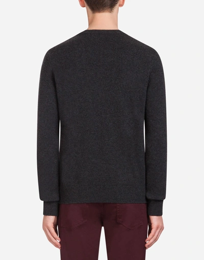 Shop Dolce & Gabbana Crew Neck Intarsia Knit In Cashmere And Wool In Multicolor