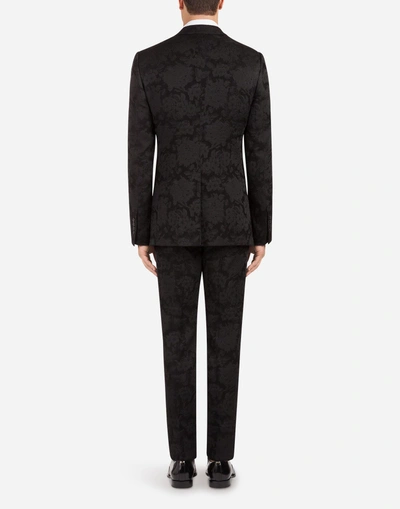 Shop Dolce & Gabbana Jacquard Wool Martini Suit In Black