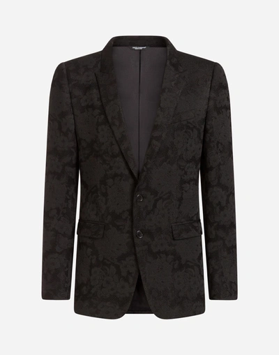 Shop Dolce & Gabbana Jacquard Wool Martini Suit In Black