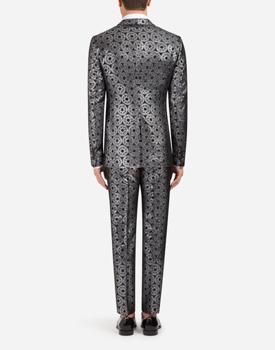 Shop Dolce & Gabbana Gold Suit In Lurex Jacquard In Silver