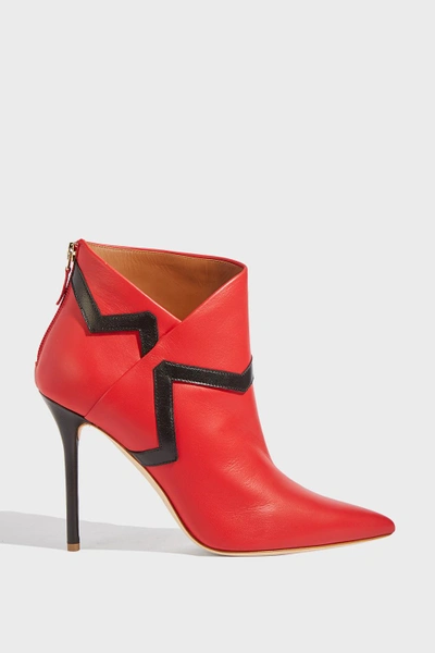 Shop Malone Souliers X Emanuel Ungaro Amelie Two-tone Leather Ankle Boots In Red
