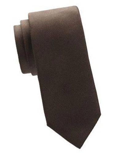 Shop Isaia Men's Textured Silk Tie In Brown