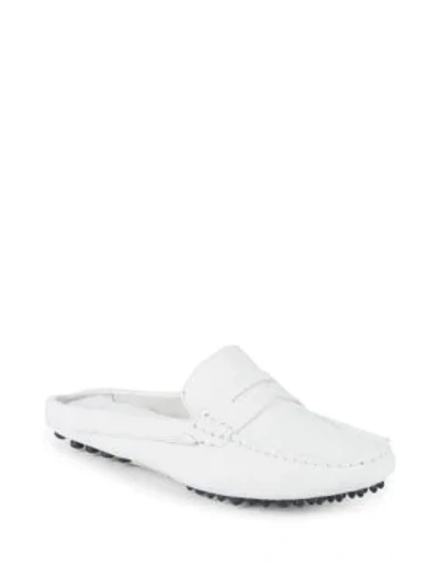 Shop Saks Fifth Avenue Mule Driver Leather Loafers In White