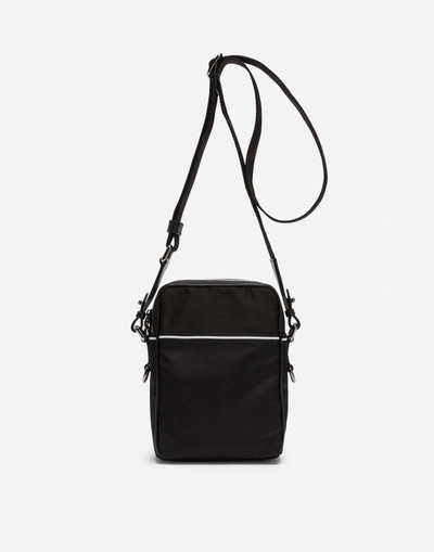 Shop Dolce & Gabbana Vulcano Shoulder Bag In Printed Nylon In Black
