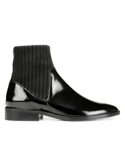 Shop Vince Perlow Knit Leather Booties In Black