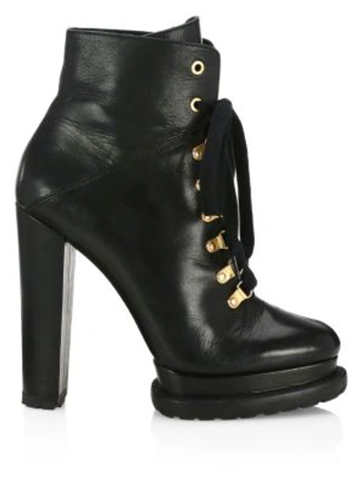 Shop Alice And Olivia Jesna Leather Platform Booties In Black