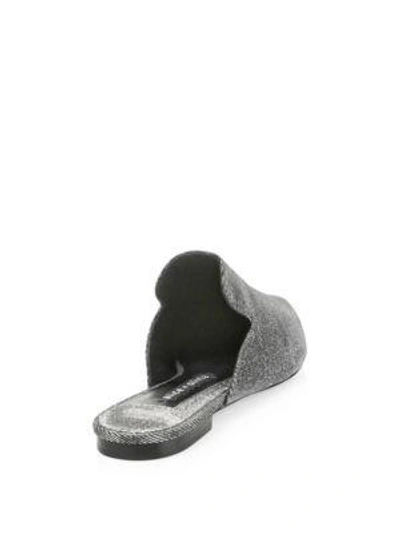 Shop Alice And Olivia Madalyn Glitter Mules In Black Silver