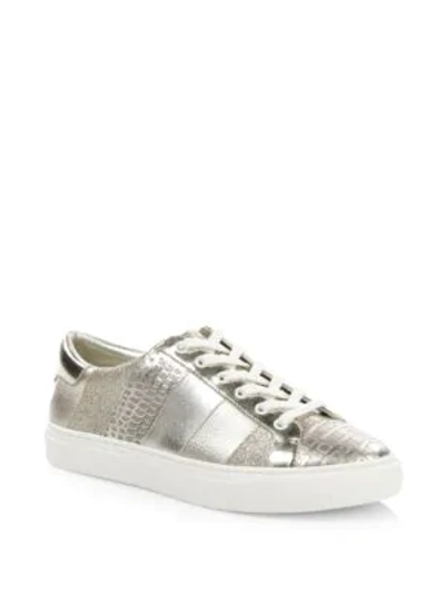 Tory Burch Leather Ames Sneakers In Gold | ModeSens