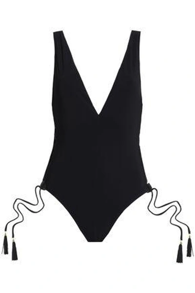 Shop Zimmermann Lace-up Swimsuit In Black