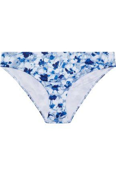 Shop La Perla Woman Floral-print Low-rise Bikini Briefs Blue