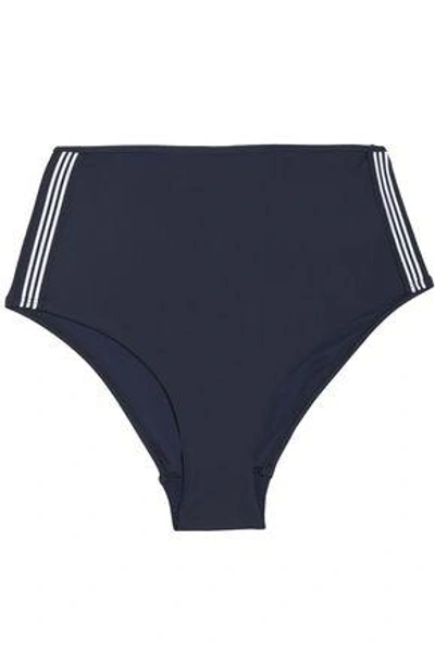 Shop Zimmermann Striped High-rise Bikini Briefs In Navy