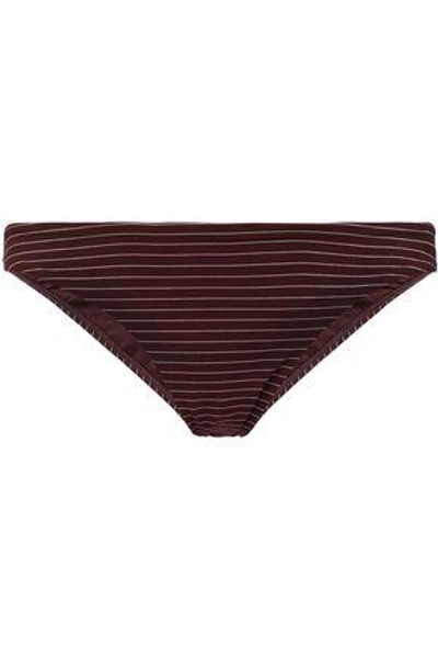 Shop Zimmermann Striped Low-rise Bikini Briefs In Burgundy