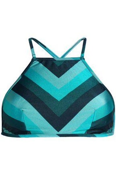 Shop Zimmermann Printed Bikini Top In Teal