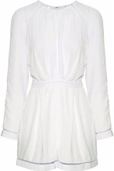 Shop Zimmermann Woman Open Knit-trimmed Crepe Playsuit White