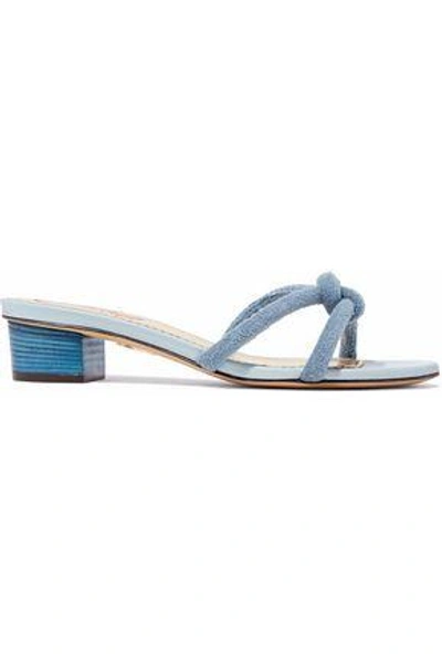 Shop Charlotte Olympia Knotted Terry Mules In Light Blue