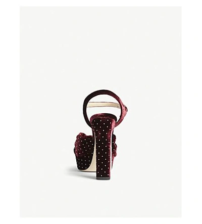 Shop Jimmy Choo Heloise 120 Glitter Spotted Velvet Platform Heels In Grape/silver