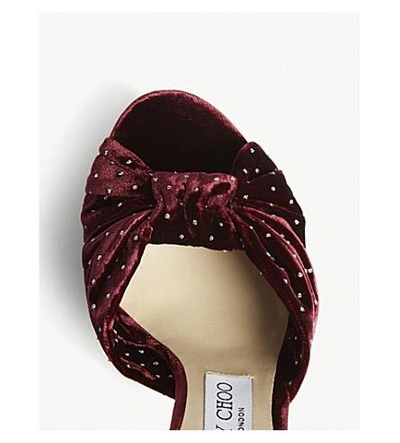Shop Jimmy Choo Heloise 120 Glitter Spotted Velvet Platform Heels In Grape/silver