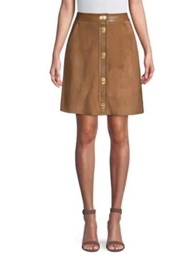 Shop Escada Sport Suede A-line Skirt In Hunting Brown