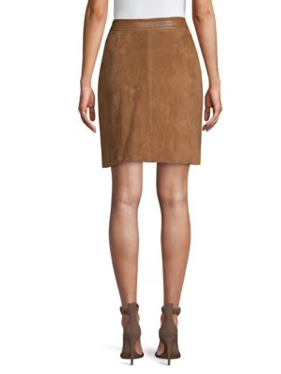 Shop Escada Sport Suede A-line Skirt In Hunting Brown