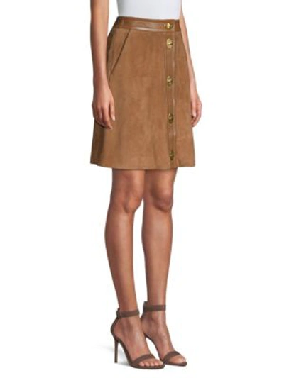 Shop Escada Sport Suede A-line Skirt In Hunting Brown