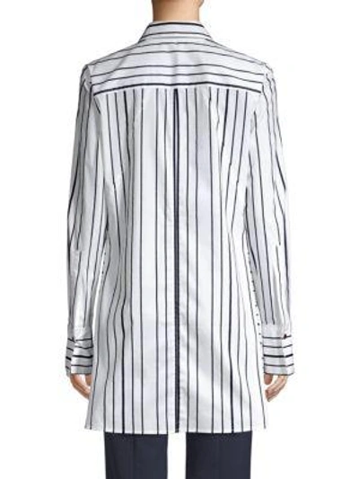 Shop Donna Karan Flare Striped Button-down Shirt In White Multi