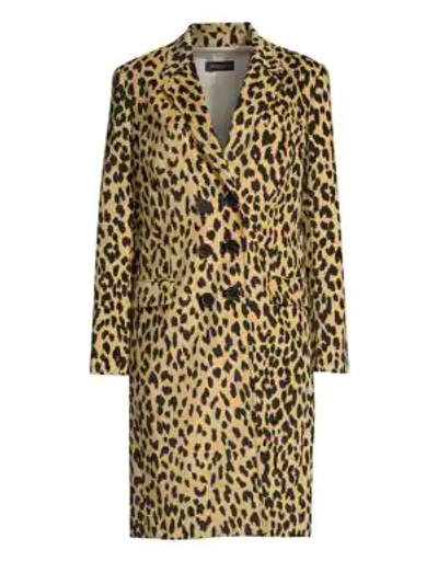Shop Piazza Sempione Animal Print Double Breasted Coat In Beige Black