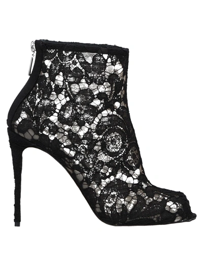 Shop Dolce & Gabbana Woman Ankle Boots Black Size 6.5 Viscose, Cotton, Polyamide