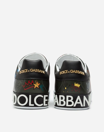 Shop Dolce & Gabbana Printed Calfskin Portofino Sneakers In Multi-colored