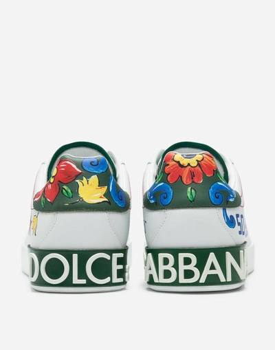 Shop Dolce & Gabbana Printed Calfskin Portofino Sneakers In Majolica Print