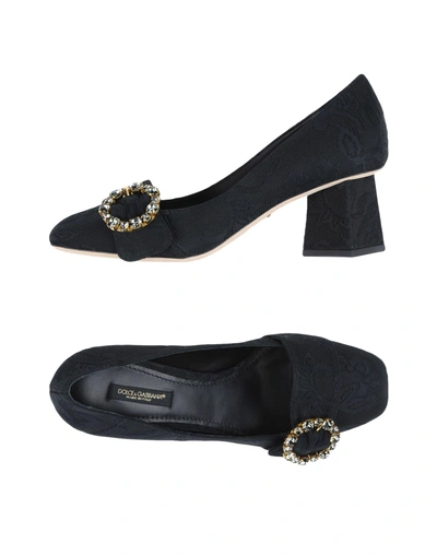 Shop Dolce & Gabbana Woman Pumps Black Size 9.5 Polyester, Acetate, Viscose, Elastane