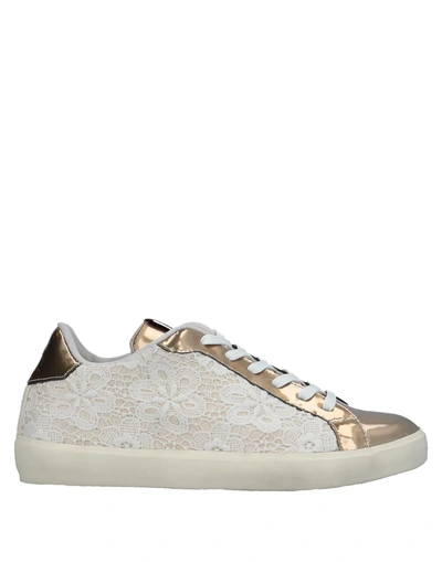Shop Leather Crown Sneakers In Platinum