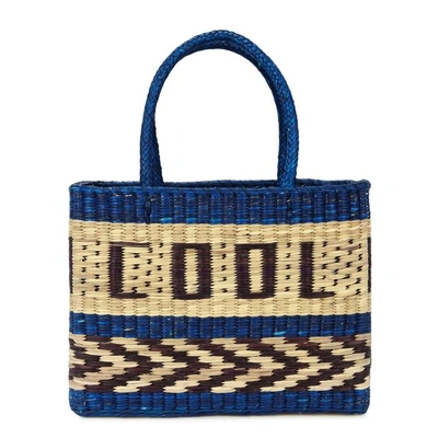 Shop Nannacy Goa Cool Straw Basket Bag In Blue