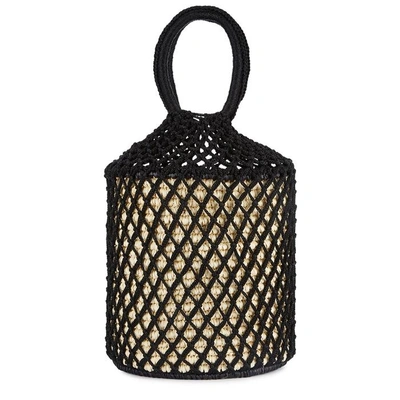 Shop Sensi Studio Straw And Macramé Basket Bag In Black