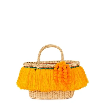 Shop Nannacy Vix Fringed Basket Bag In Yellow