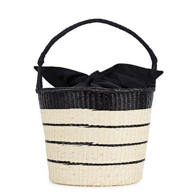 Shop Sensi Studio Striped Straw Basket Bag In Black