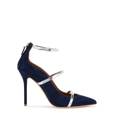Shop Malone Souliers Robyn 100 Navy Suede Pumps