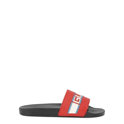 Shop Gucci Red Logo Sliders