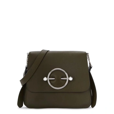 Shop Jw Anderson Disc Olive Leather Cross-body Bag In Khaki