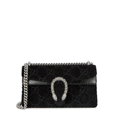 Shop Gucci Dionysus Gg Small Velvet Shoulder Bag In Black