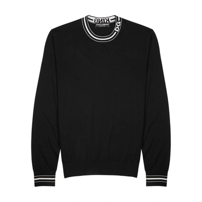 Shop Dolce & Gabbana Black Logo-intarsia Wool Jumper