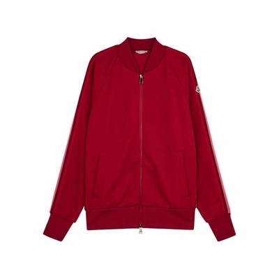 Shop Moncler Dark Red Striped Jersey Track Jacket, Jacket, Red, Jersey