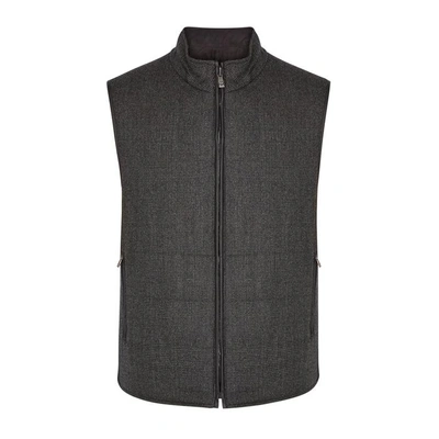 Corneliani Charcoal Reversible Wool Gilet In Black And Grey | ModeSens