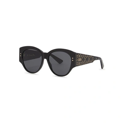 Shop Dior Studs2 Oval-frame Sunglasses In Black