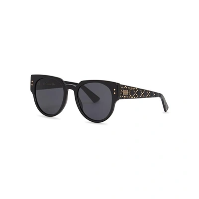 Shop Dior Studs3 Oval-frame Sunglasses In Black