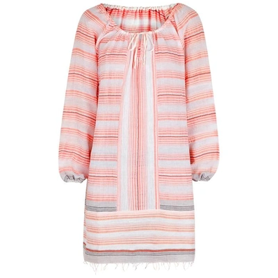 Shop Lemlem Tereza Striped Cotton-blend Kaftan In Pink And White