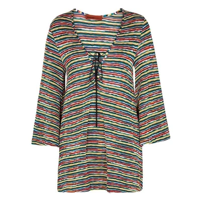 Shop Missoni Striped-knit Plunge Kaftan In Multicoloured