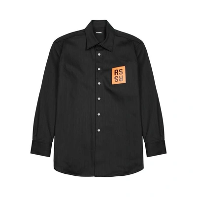 Shop Raf Simons Carry Over Black Stretch-denim Shirt